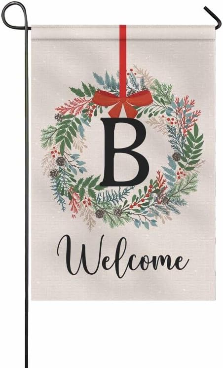 Bandera de Navidad personalizada para jardín, banderas personalizadas para decoración del hogar, banderas familiares con letra B para patio,