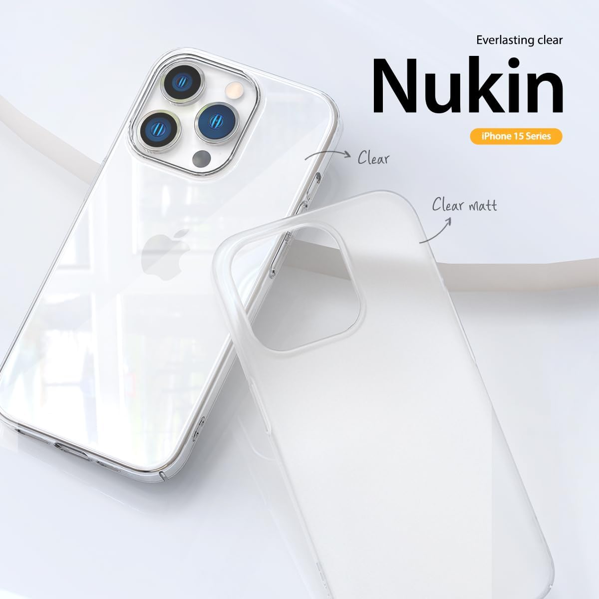 araree Nukin – Funda diseñada para iPhone 15 Pro, cubierta delgada de policarbonato duro antiarañazos, antiamarillamiento, a prueba de golpes,