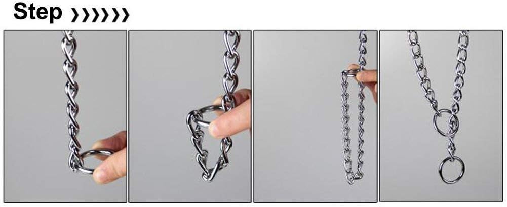 SGODA Collar de estrangulador de entrenamiento para perros con eslabón giratorio, acero inoxidable, 24 pulgadas, 0.138 in