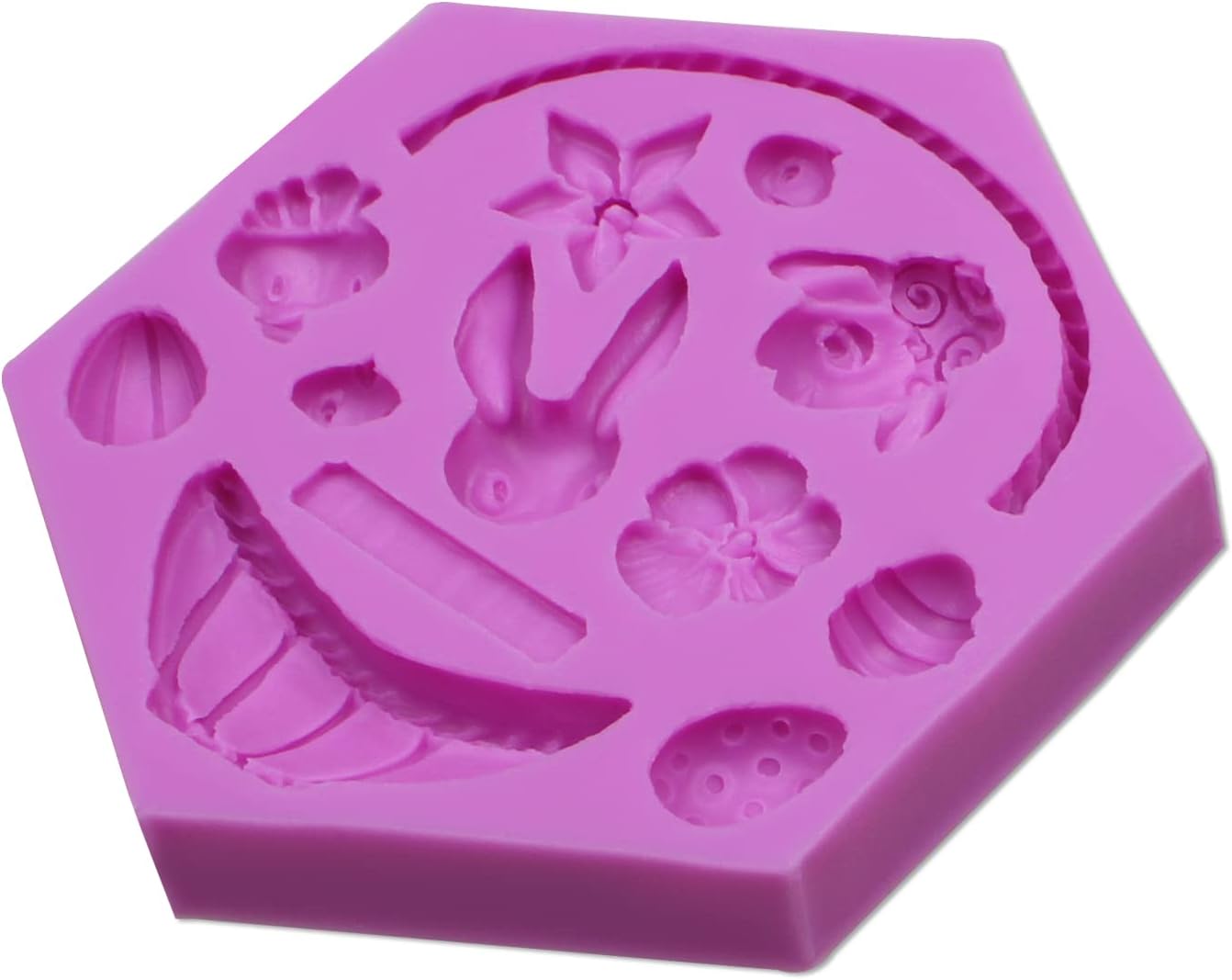 Moldes de chocolate de conejo de Pascua, moldes de silicona para huevos de Pascua, flores, galletas, decoración de cupcakes, decoración de pasteles,