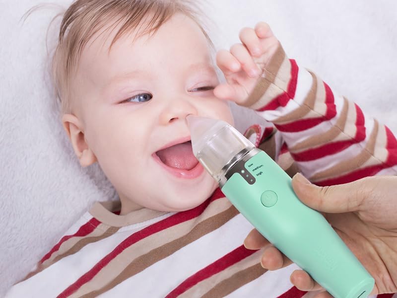 Haakaa Aspirador nasal eléctrico para bebés, limpiador de nariz seguro y fácil de operar para bebés, bebés y niños pequeños, recargable por USB sin