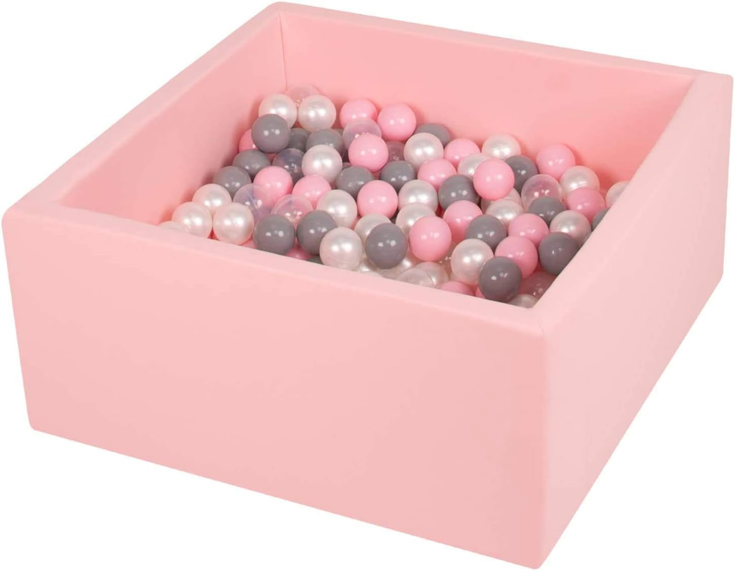 TRENDBOX Piscina de bolas para niños, de espuma viscoelástica, cuadrada, para niños pequeños, bebés, pelotas no incluidas, color rosa