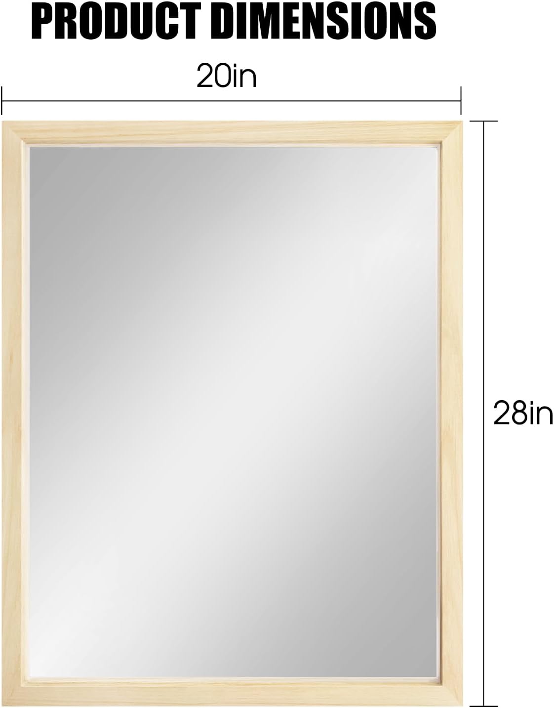 Espejo de madera rústica para pared, 20 x 28 pulgadas, espejo de decoración de granja hecho a mano, perfecto para baño, dormitorio, entrada, sala de