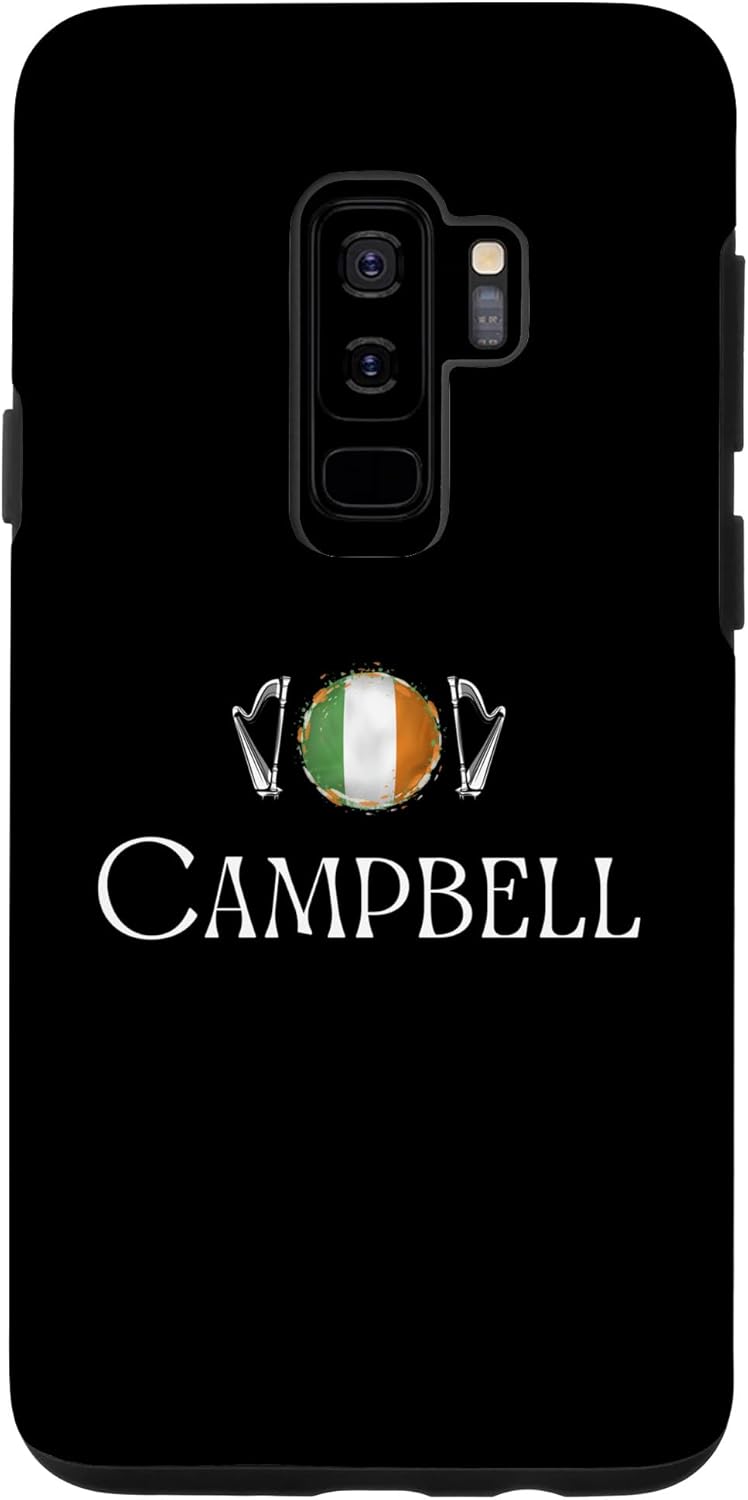 Galaxy S9+ Campbell Surname Irish Family Name Heraldic Flag Harp Case