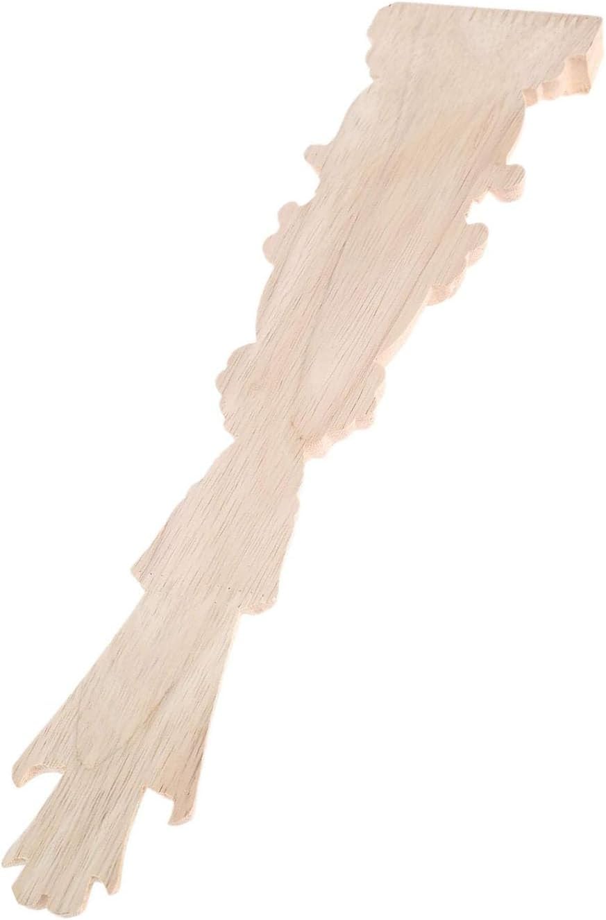 2 calcomanías largas sin pintar talladas en madera onlays apliques de madera tallada para ventana, cama, puerta, pared, muebles, chimenea (11.81 x