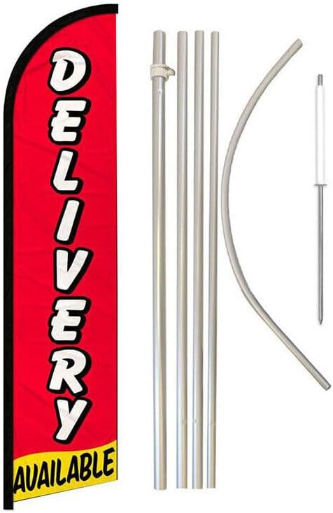 Premium Delivery Available Red Windless Flag 16′ Flagpole Kit Ground