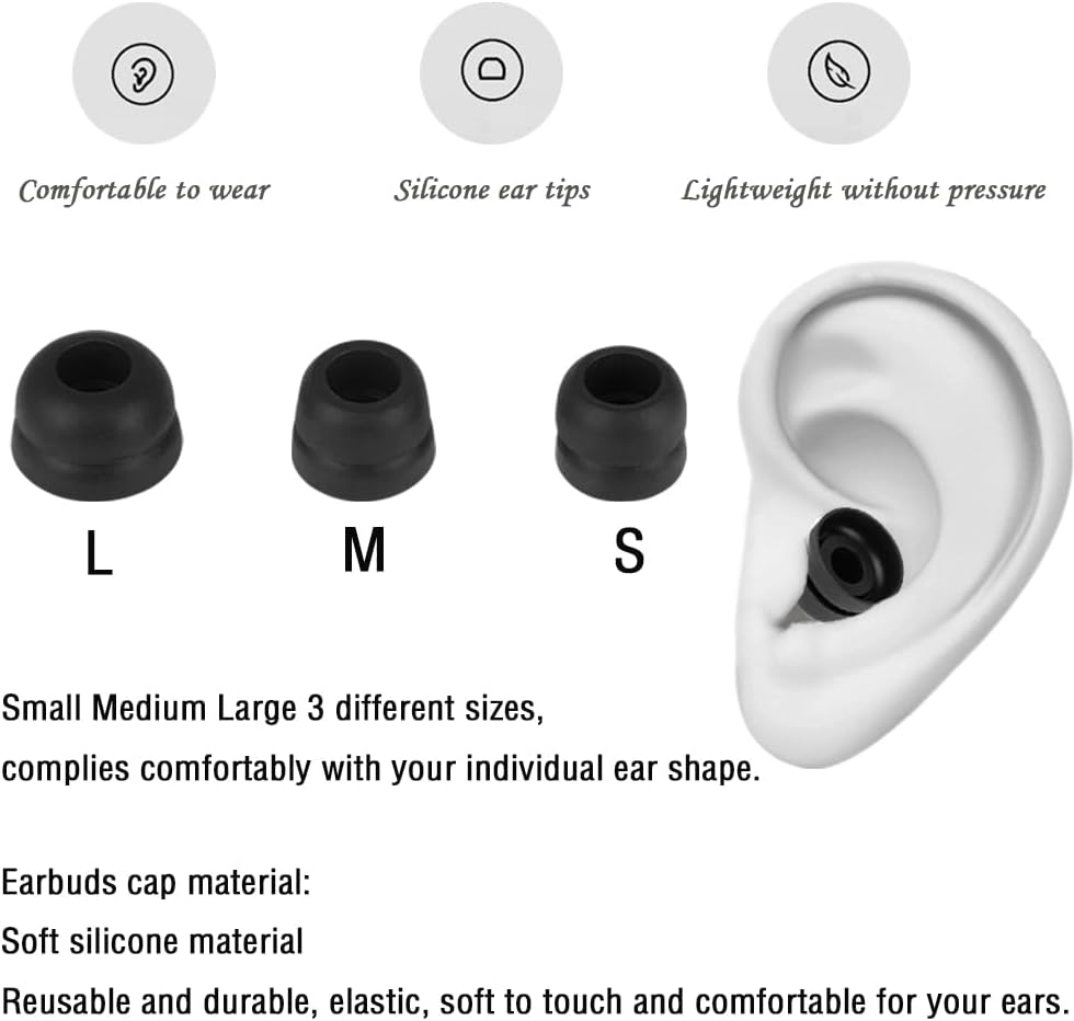 Puntas de repuesto para auriculares de doble brida compatibles con Beats Fit Pro Ear Tips Tapones de silicona Tapón para los oídos Negro 6 pares S M