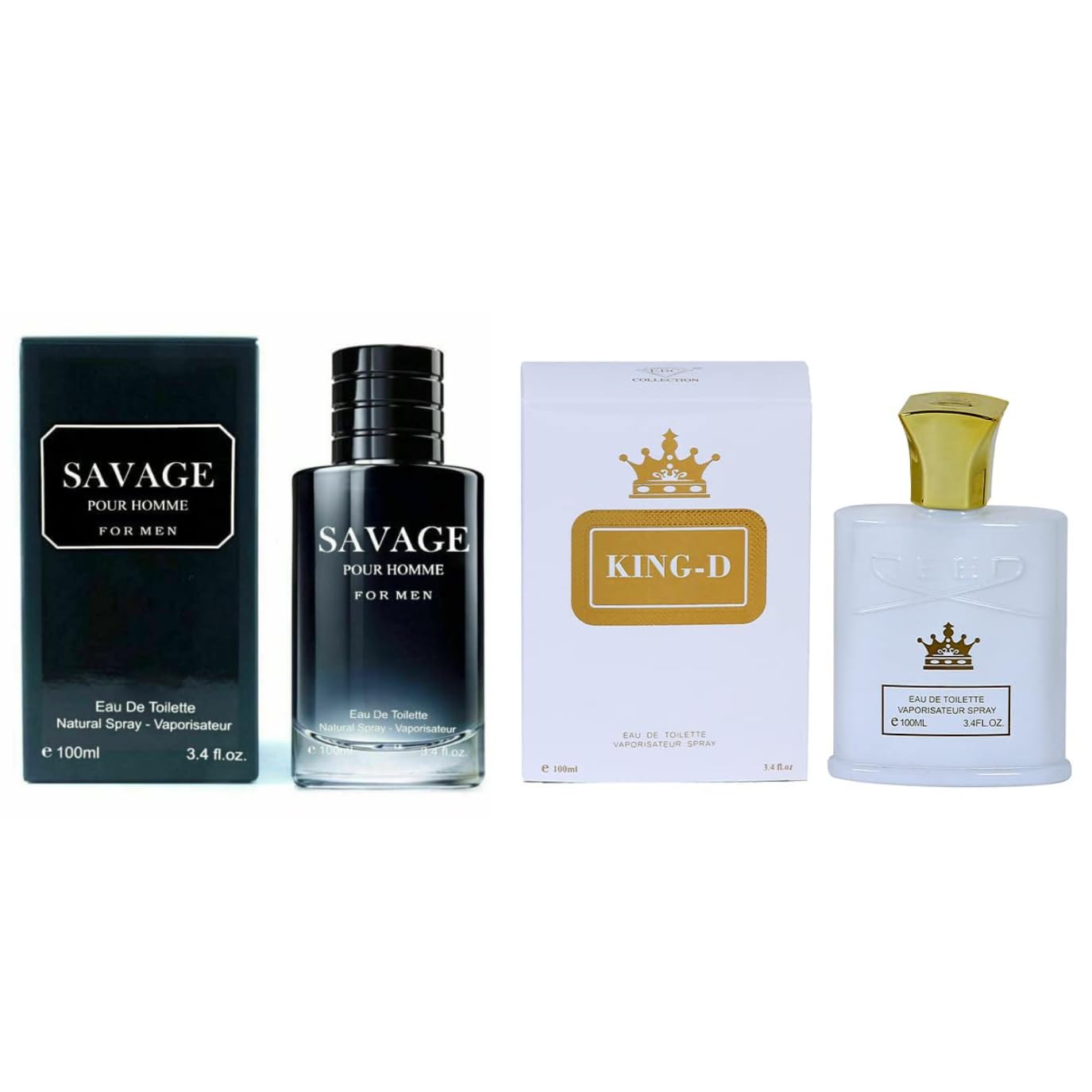 Lomitin Savage Pour Home & King-D Colonia para hombre, Eau de Toilette en aerosol natural, (inspirado en Sauvage & Kreed Royal Water), 3.4 onzas