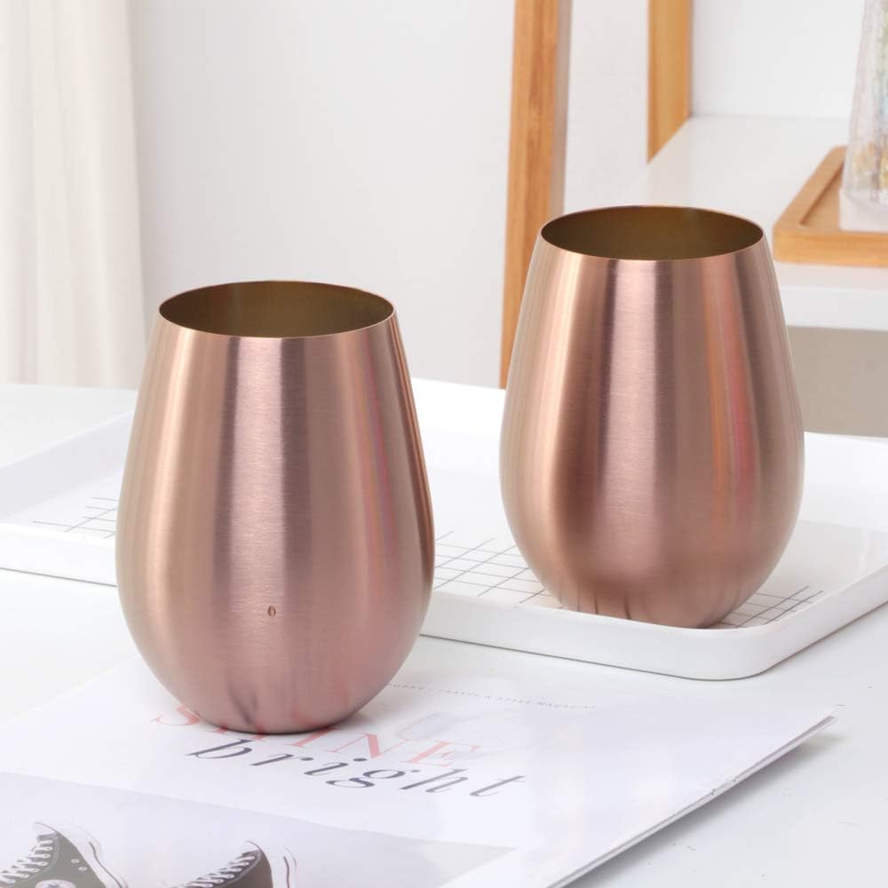 Copa de vino de acero inoxidable de 17 onzas, vaso de vino portátil al aire libre para la piscina, camping, comidas al aire libre, viajes, juego de