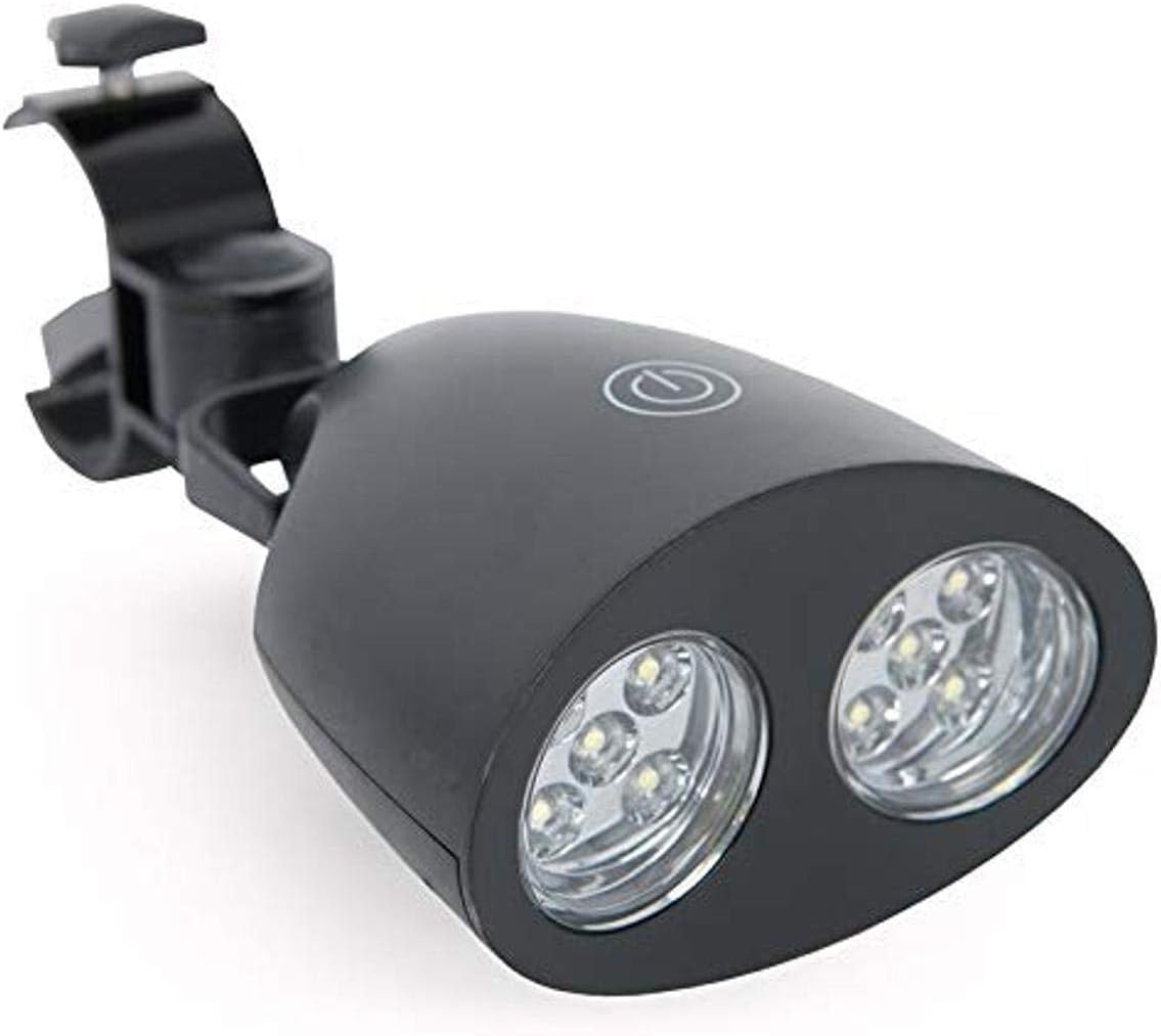 Megamaster Luz LED acoplable para parrilla, mango ajustable, gran accesorio para parrilla de campamento, accesorio de cocina al aire libre, negro,