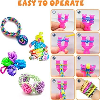 OOZDA Kit de pulsera de banda de goma con un gancho de ganchillo de metal, kit de fabricación de pulseras de telar de 28 colores para niños, kit de