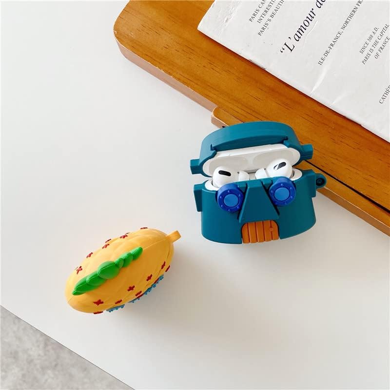 Funda de silicona ultra gruesa y suave con gancho para llavero para Apple AirPods 1, 2, 1 generación, piña de casa, fruta amarilla, dibujos animados