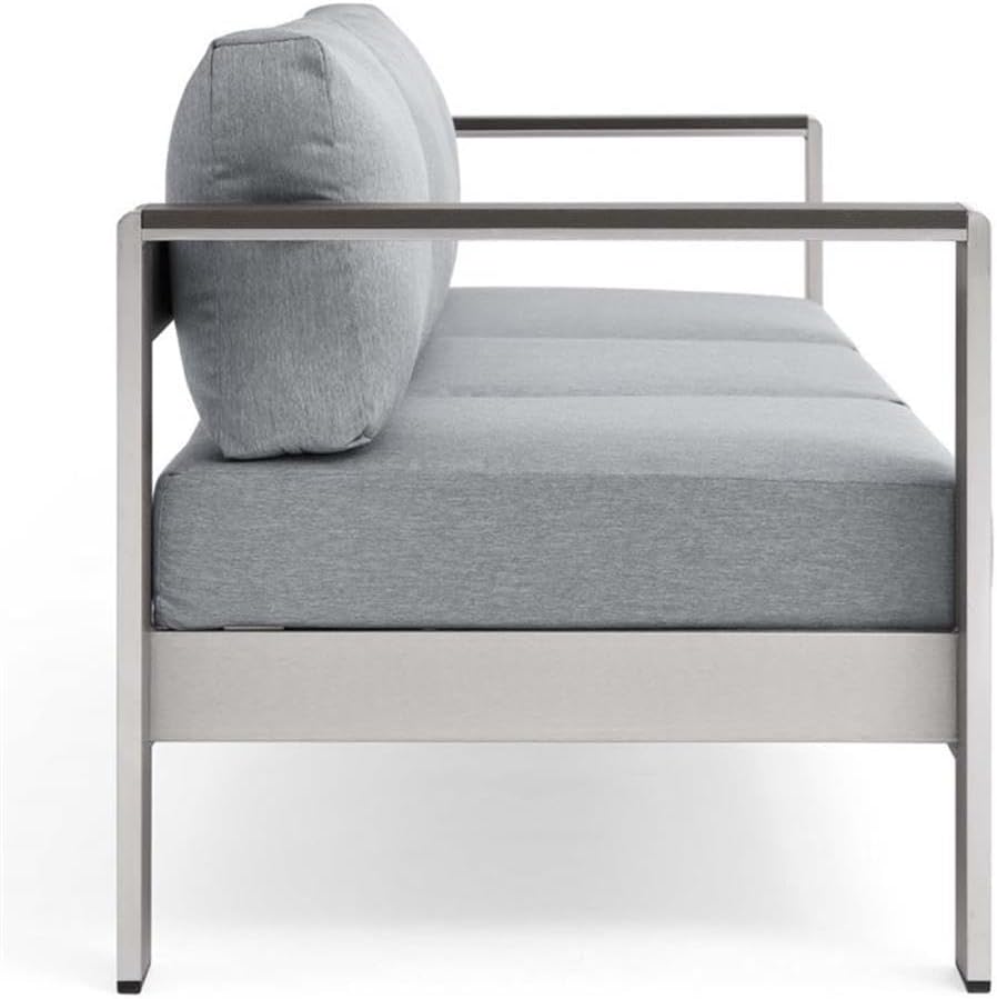 Modway Sofá de aluminio y tela para patio al aire libre Shore en platagris