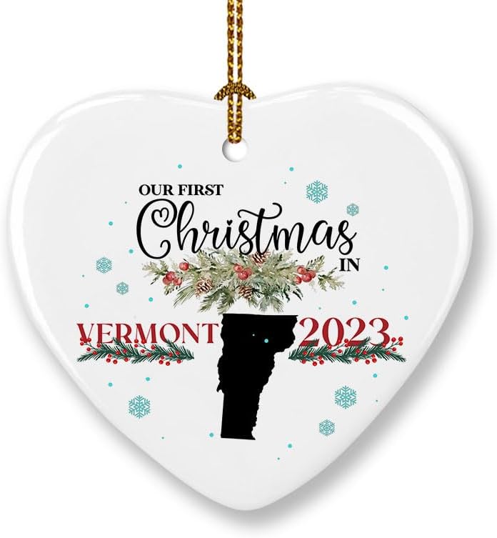 Prezzy Vermont – Adorno colgante de árbol de Navidad para el nuevo hogar, nuestra primera Navidad en Vermont 2023, decoración colgante para la