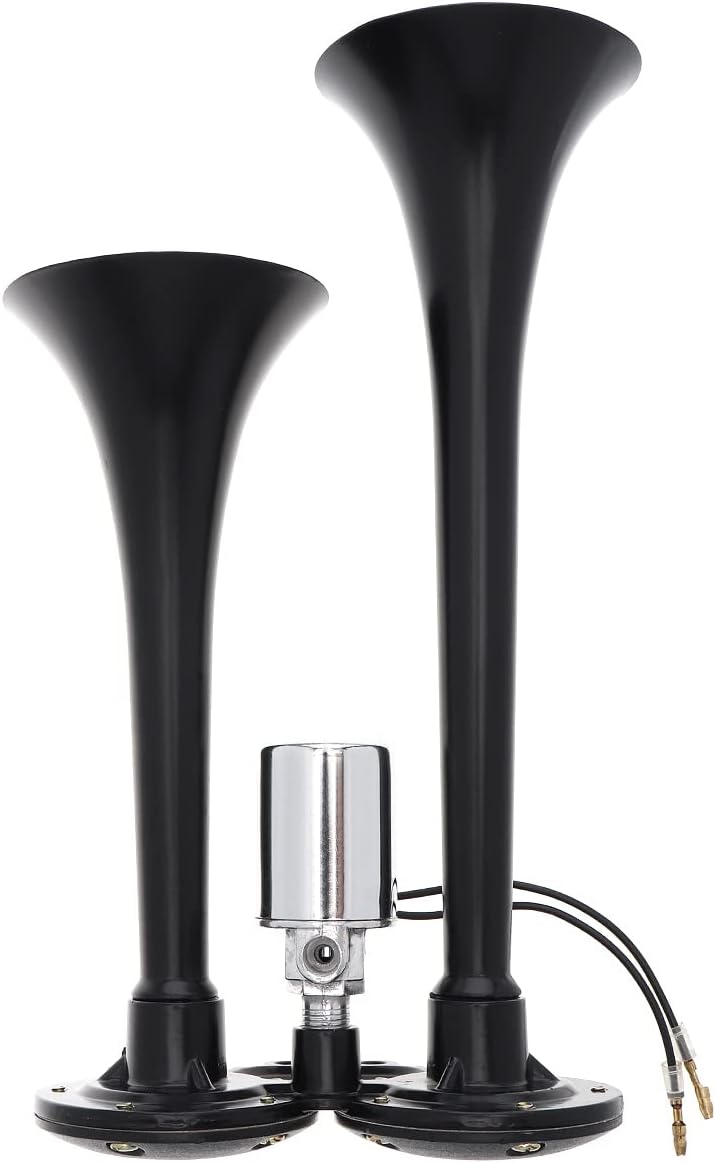 DriSentri 12V24V 178db Super Loud Negro Dual Trompeta Car Air Horn para coches, camiones, barcos