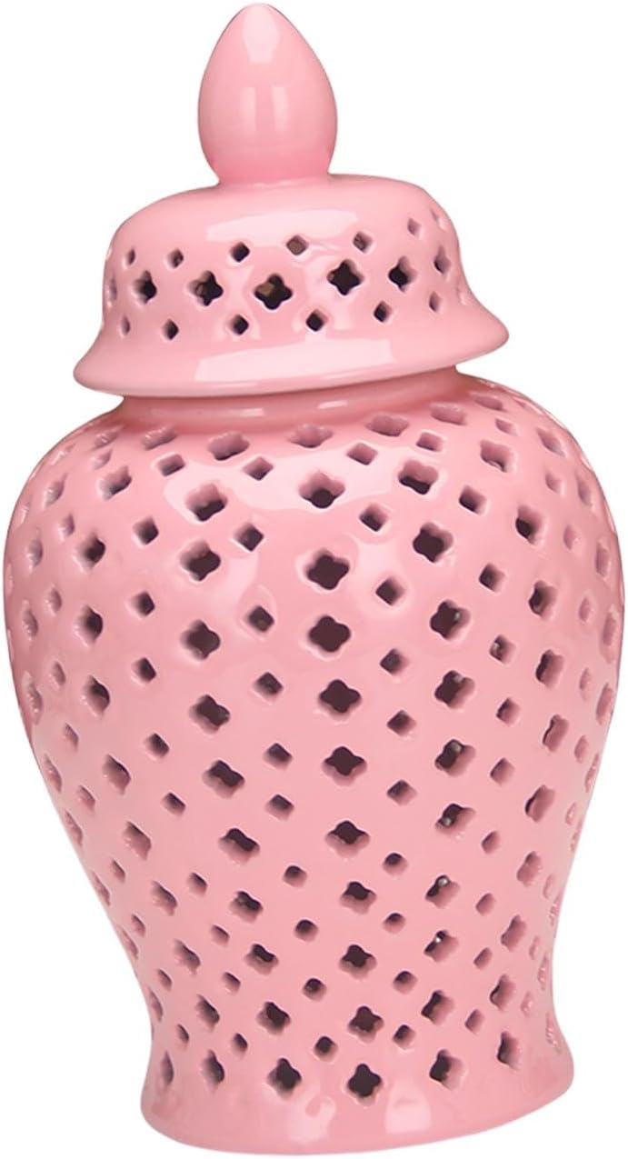 IEUDNS Tarro de cerámica de jengibre decorativo para almacenamiento, jarrón decorativo para decoración multiusos, arreglo floral, florero decorativo