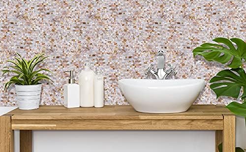 10 hojas de decoración de pared para despegar y pegar, azulejos para dormitorio y baño, madreperla (colorido, 11.8 x 11.3 pulgadas)