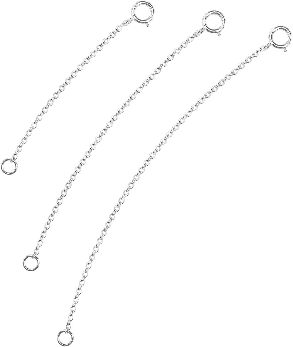 Extensor de collar de plata de ley 925, extensores de cadena de collar de plata esterlina para collares de 2, 3, 4 pulgadas