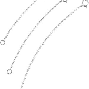 Extensor de collar de plata de ley 925, extensores de cadena de collar de plata esterlina para collares de 2, 3, 4 pulgadas Extensor de collar de plata de ley 925, extensores de cadena de collar de plata esterlina para collares de 2, 3, 4 pulgadas