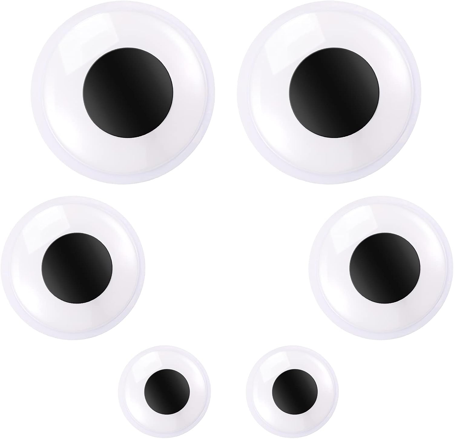 6 piezas de ojos gigantes Googly de Halloween de 4 pulgadas, 6 pulgadas, 7 pulgadas, ojos grandes de plástico con autoadhesivo para Halloween,