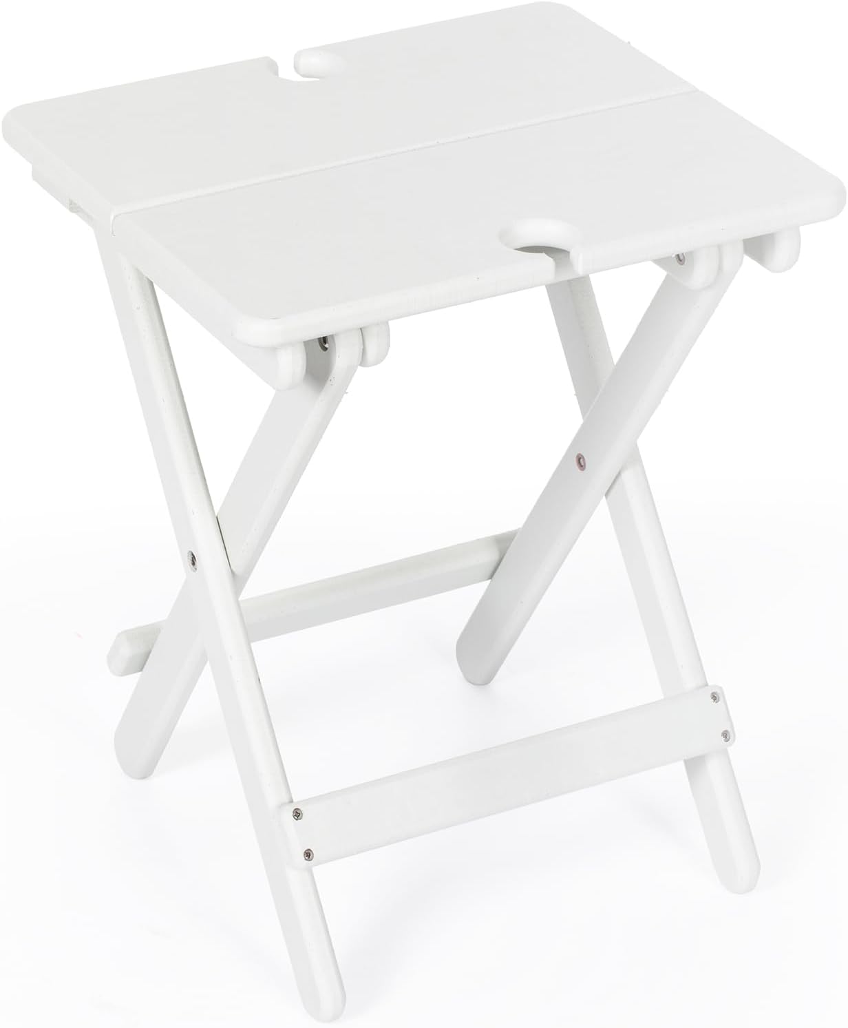 nalone Mesa auxiliar plegable portátil, mesa auxiliar Adirondack para exteriores con marco tipo X, mesa de patio pequeña de HDPE, mesa auxiliar
