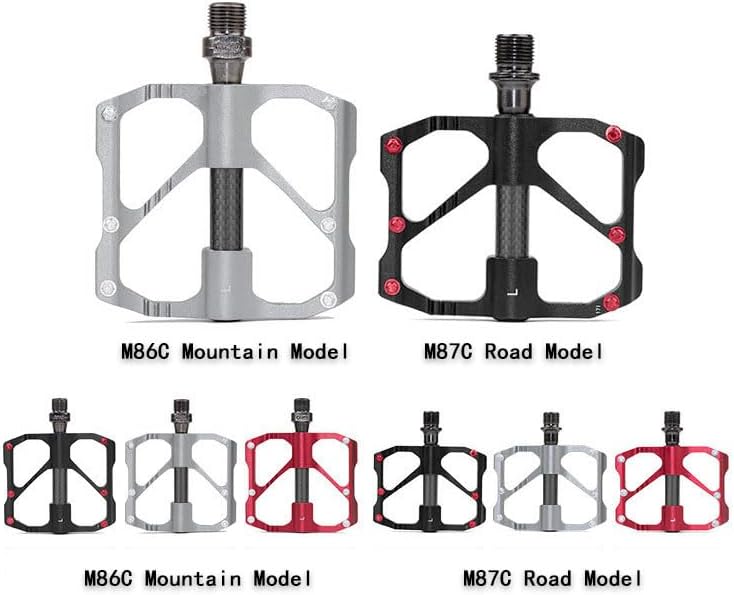 AleGuLu Pedales de bicicleta de montaña Pedales de bicicleta de aleación de aluminio 3 rodamientos de fibra de carbono tubo de eje ligero para