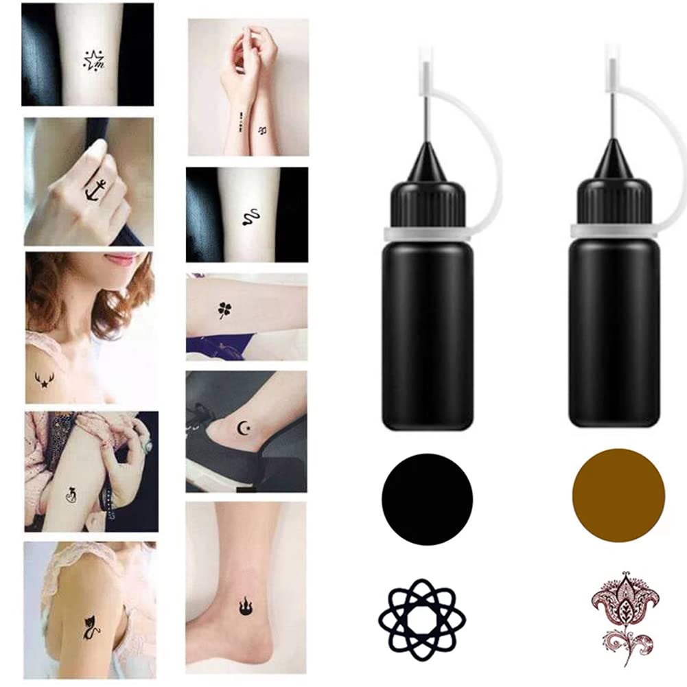 Xmasir Kit de plantillas temporales de tatuaje de 12 hojas, 3 tintas de tatuaje semipermanentes de 0.3 fl oz, kit completo de tatuajes temporales,