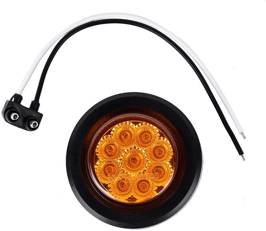 Baceyong Luces de marcador de remolque, 10 luces redondas de remolque ámbar de 2 pulgadas para camiones de caravana, luces de marcador de