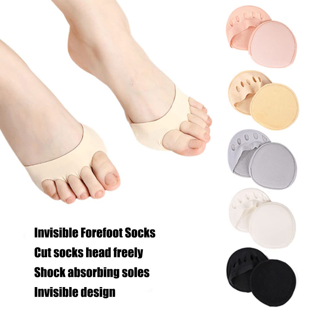 5 pares de almohadillas de tela de panal para el antepié, almohadillas metatarsianas suaves, almohadillas de bola de pie, calcetines de forro de