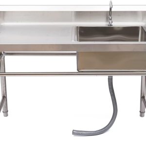 Fregadero de cocina de 1 compartimento, acero inoxidable de 47.2 x 23.6 x 31.5 in, juego de fregadero de restaurante, fregadero de cocina con un Fregadero de cocina de 1 compartimento, acero inoxidable de 47.2 x 23.6 x 31.5 in, juego de fregadero de restaurante, fregadero de cocina con un