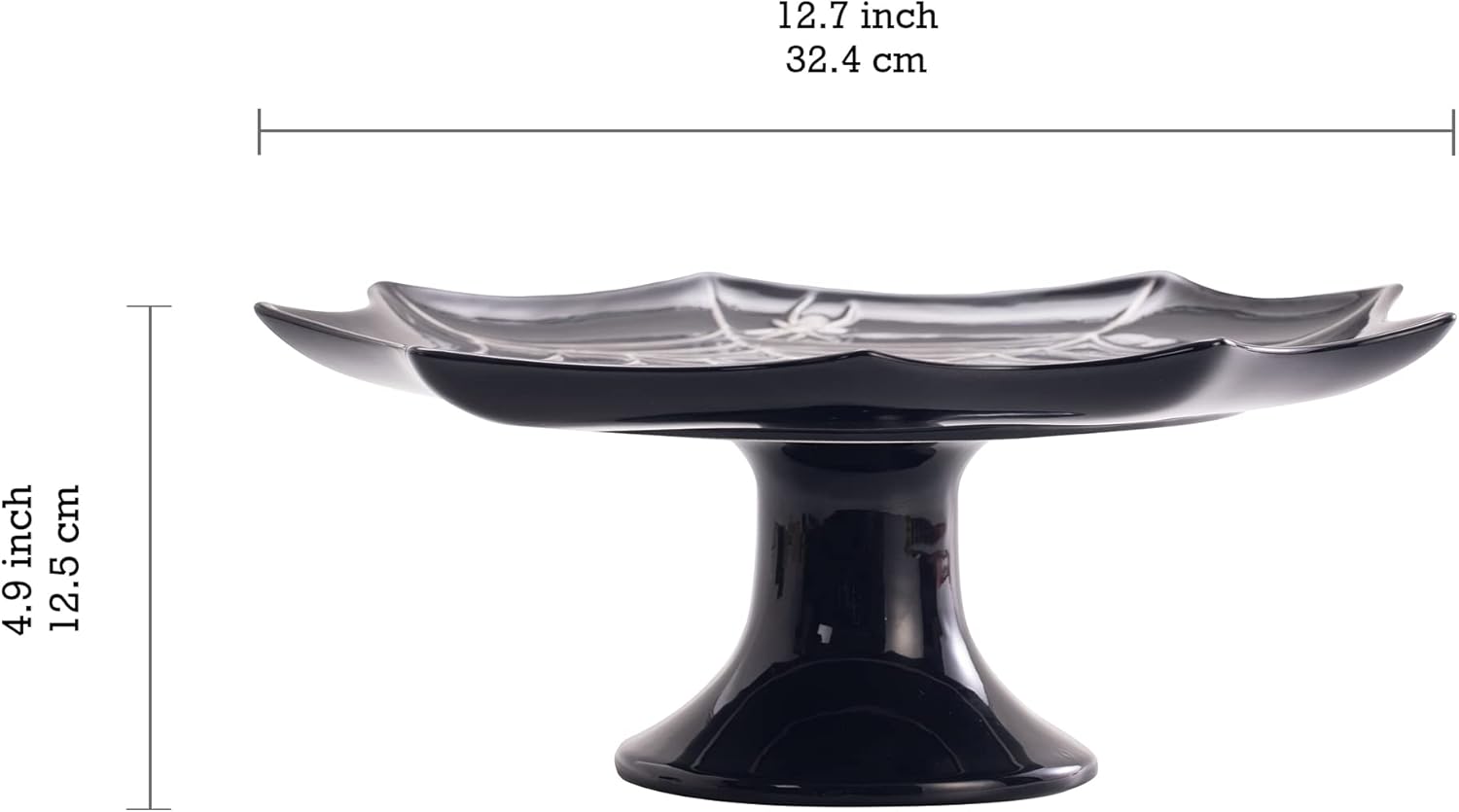 Bico Soporte de cerámica negra para tartas de Halloween de 12.7 pulgadas, para guardar pasteles, postres, microondas y lavavajillas