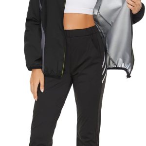 NINGMI Traje de sauna para mujer, chaquetas de sudor, camisa de entrenamiento de manga larga, parte superior adelgazante con cremallera, moldeador NINGMI Traje de sauna para mujer, chaquetas de sudor, camisa de entrenamiento de manga larga, parte superior adelgazante con cremallera, moldeador