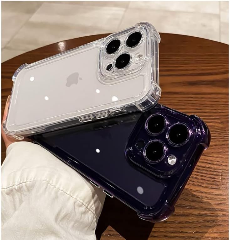 Funda transparente a prueba de golpes compatible con iPhone 15 Plus, protección contra caídas de grado militar, cubierta trasera de acrílico duro