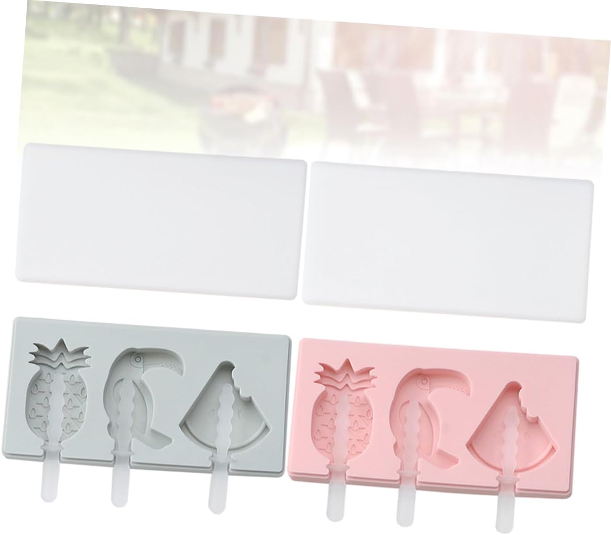 Zerodeko 6 juegos de moldes de silicona para tartas de paletas de helado, moldes de helado de frutas, moldes para helados con tapas, moldes de