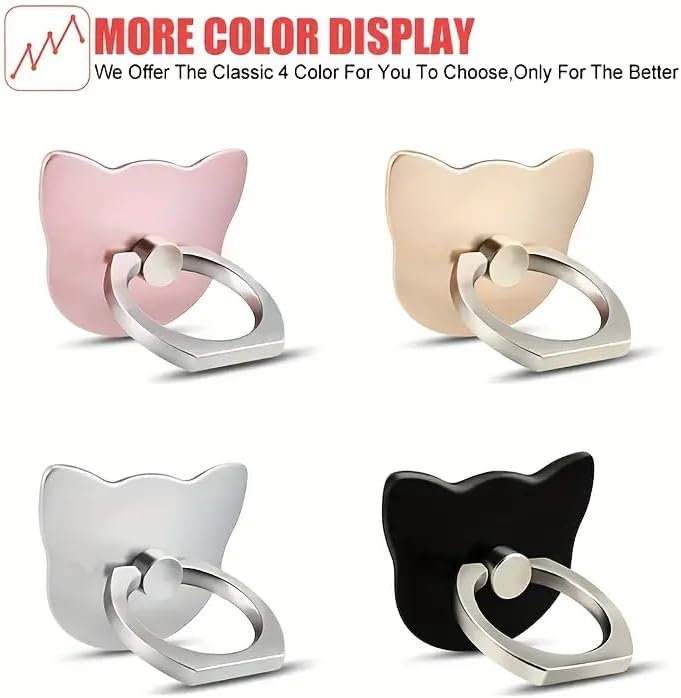 ChasChels – Anillo de dedo para teléfono móvil con forma de gato con soporte negrorosaplatadorado (dorado)