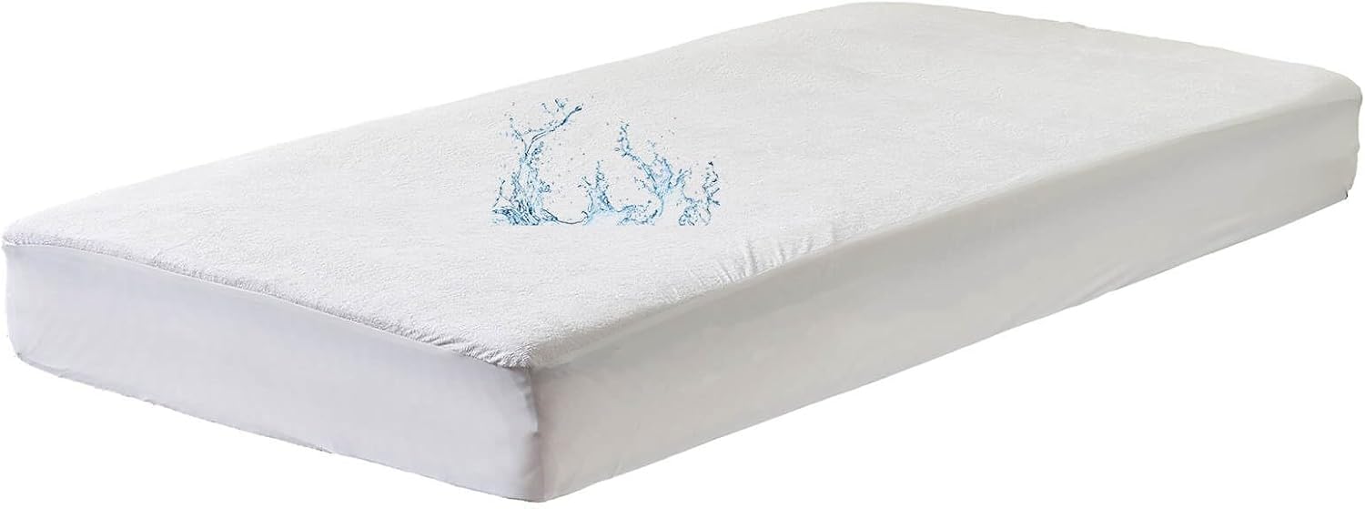 Protector de colchón impermeable tamaño individual  Protector de colchón prémium de rizo de bambú ultra suave y silencioso, transpirable  Funda de