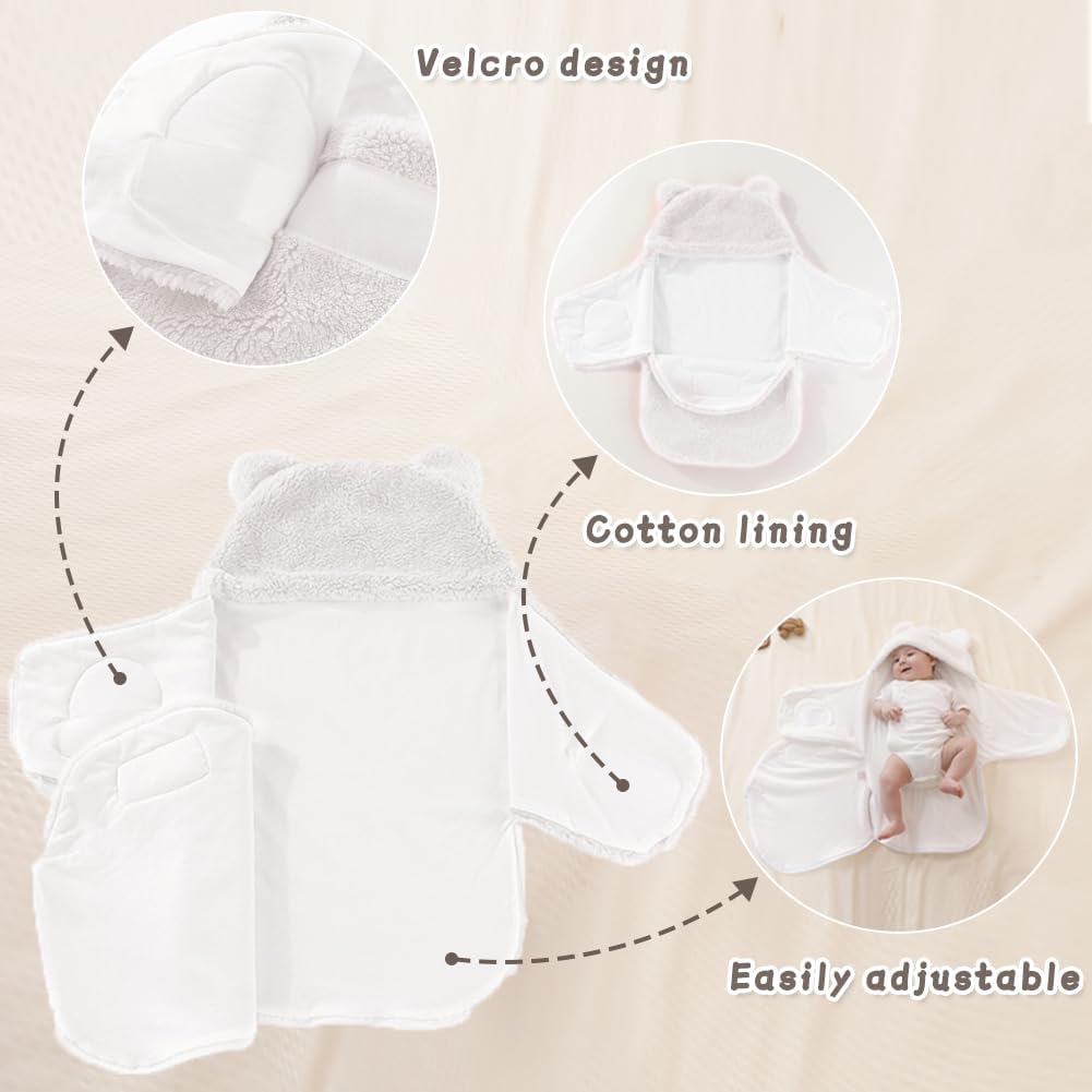 XIFAMNIY Saco de dormir para bebé recién nacido, manta de recepción de felpa suave para bebé, envolturas suaves para dormir para bebés de 0 a 3 meses