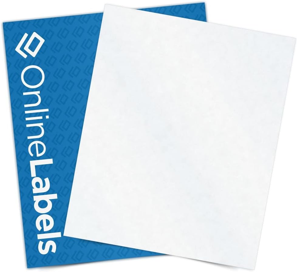 Papel adhesivo mate mate impermeable de 8.5 x 11 pulgadas (solo impresoras láser) – 10 hojas – Etiquetas de hoja completa – OnlineLabels