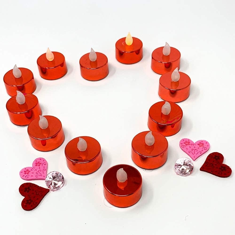 BANBERRY DESIGNS Juego de 24 velas LED sin llama, funciona con pilas, decoración de mesa para bodas, fiestas, Navidad, día de San Valentín