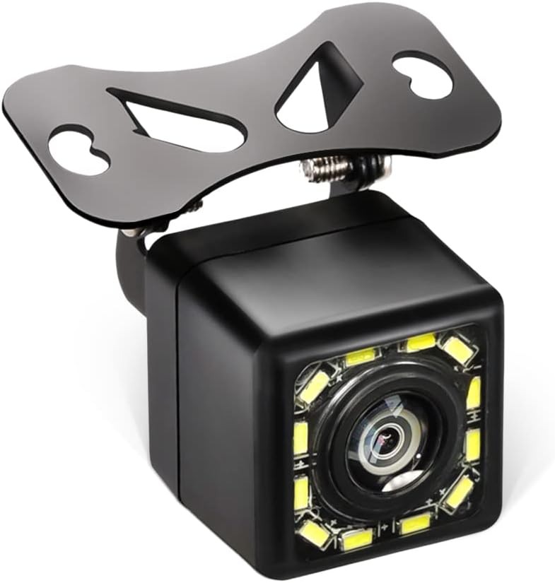 Cámara de respaldo para automóvil, cámara de visión trasera de automóvil con 12 LED de visión nocturna, impermeable, a prueba de polvo, gran angular