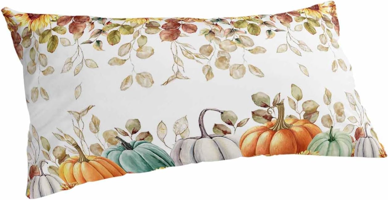 Fundas de almohada de otoño de Acción de Gracias, tamaño King, fundas de almohada suaves decorativas para sofá de cuerpo largo con cierre de sobre,