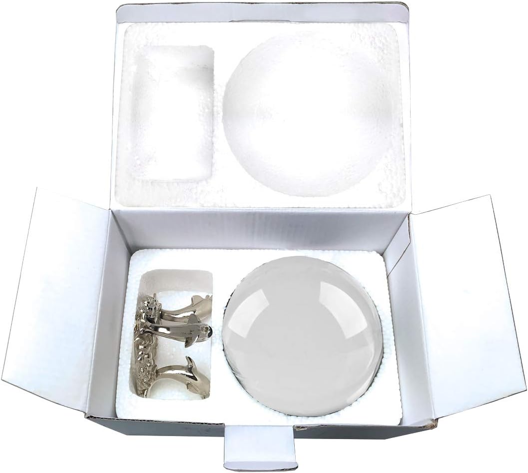 Amlong Crystal Bola de cristal transparente de 4.331 in (4.2 pulgadas) con soporte de delfín y paquete de regalo para bola decorativa, fotografía de