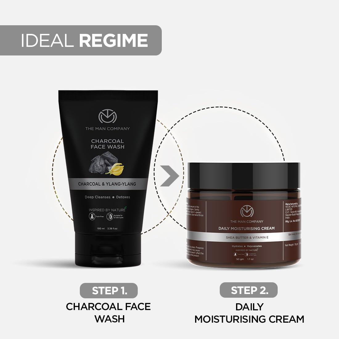 The Man Company Lavado facial de carbón activado para menylang ylang y argán aceites esenciales contaminación, control de aceite de acné, limpieza