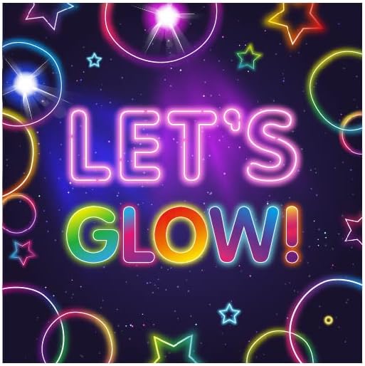 Glow – Juego de vajilla para fiesta de cumpleaños sirve para 24 platos de papel desechables que brillan en la oscuridad de 7 pulgadas, platos de