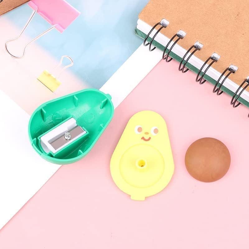 1 sacapuntas de aguacate lindo borrador de goma para niños, papelería para estudiantes u oficinistas, recompensas y premios de clase, caja de
