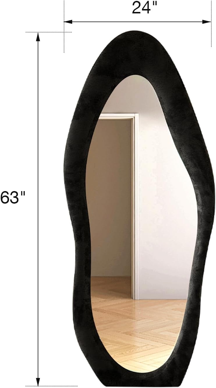 DYNWELL Espejo de longitud completa, espejo de suelo con soporte, espejo de piso para bebé, espejo de pared de longitud completa, espejo de pie de