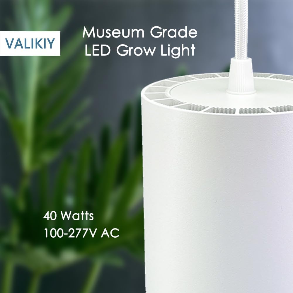 VALIKIY Luz colgante de crecimiento de 40 W, lámpara de planta de espectro completo de color blanco cálido, enchufe de 120 V con temporizador, cable