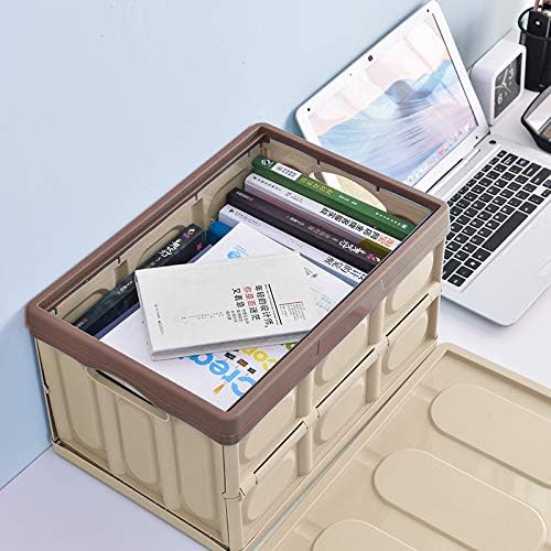 Phyllia Cajas de almacenamiento plegables con tapas, paquete de 3 contenedores organizadores de plástico plegables con tapa, cajas de almacenamiento