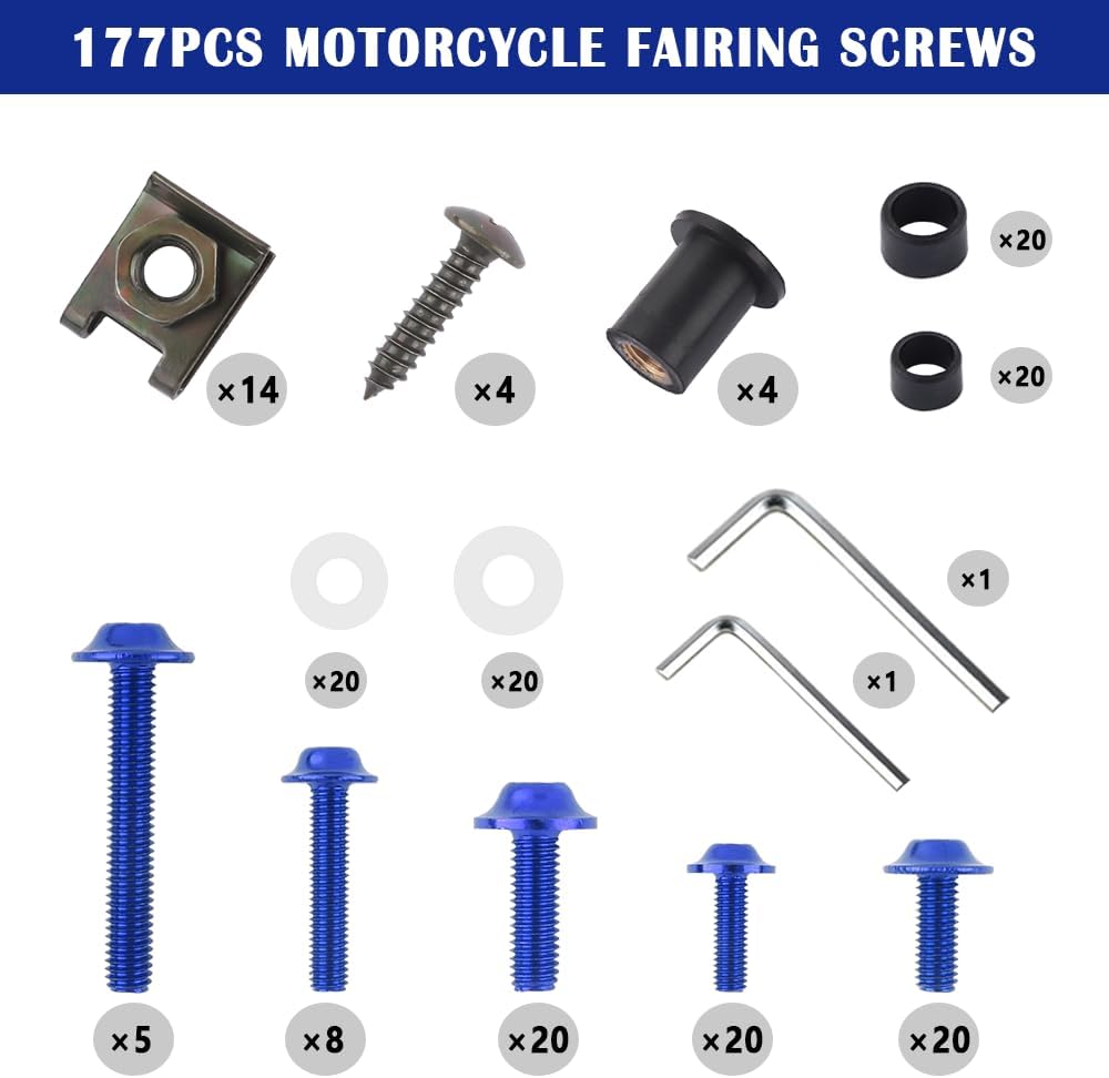 Kit de pernos de carenado de motocicleta, tornillos de aluminio M5 M6, tornillos de fijación de carenados para accesorios de motocicleta, pernos