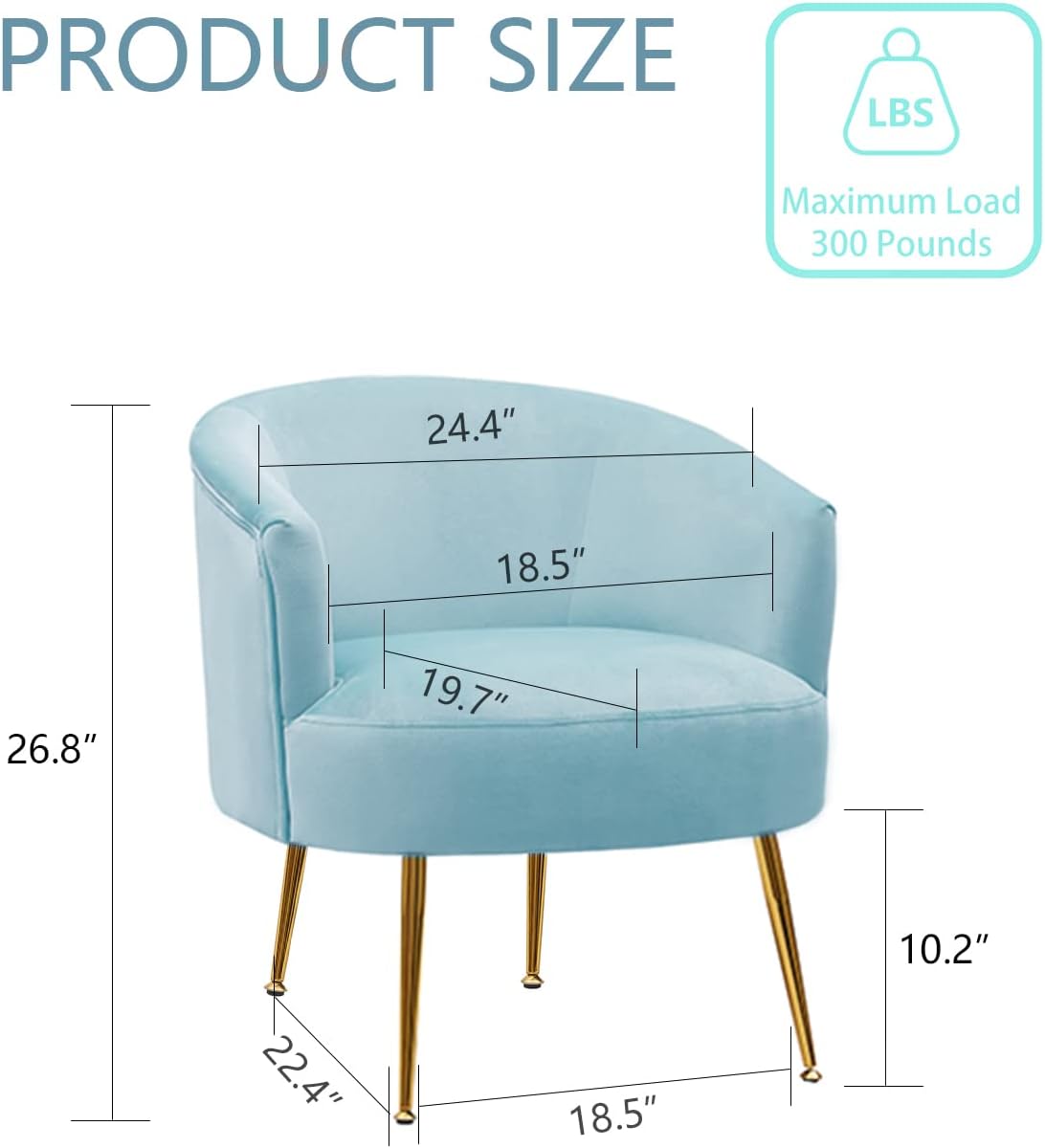 KIVENJAJA Accent Barrel – Silla moderna tapizada de terciopelo, sillón tapizado para sala de estar, dormitorio, espacio pequeño, felpa con patas de